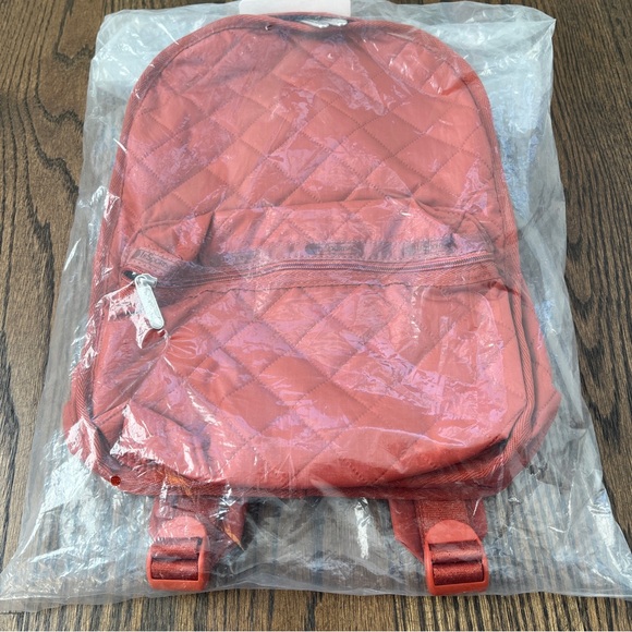 LESPORT SAC Quilted Red Orange Burgundy Backpack Route Small - Picture 2 of 8